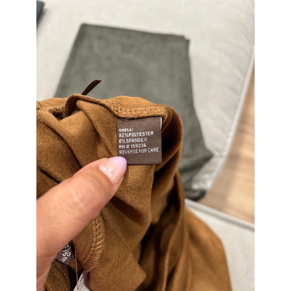 J. McLaughlin Cognac Faux Suede High Rise Leggings Equestrian Quiet Luxury NWT - Picture 5 of 9